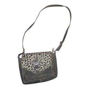 MYRA‎ Leopard Print Pony Hair Crossbody Bag